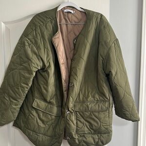 JustFab Olive Quilted Jacket